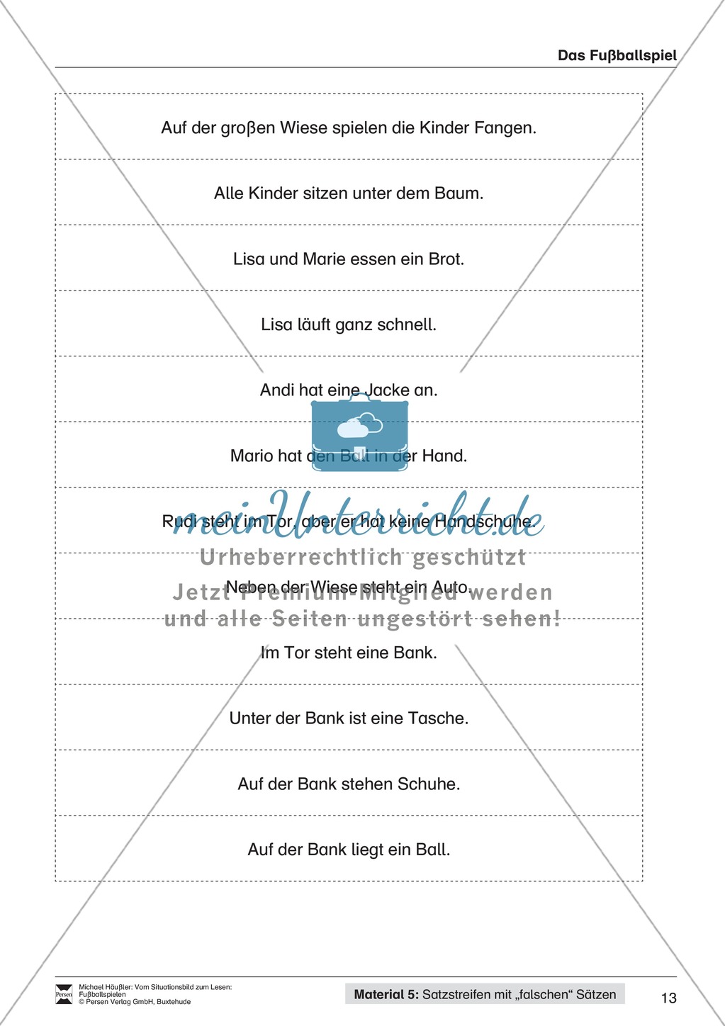 Leseförderung Fußballspielen: Arbeitshinweise, Unterrichtsmodell, Bilder, Arbeitsblätter, Lesespiel und Kontrollblatt Preview 13