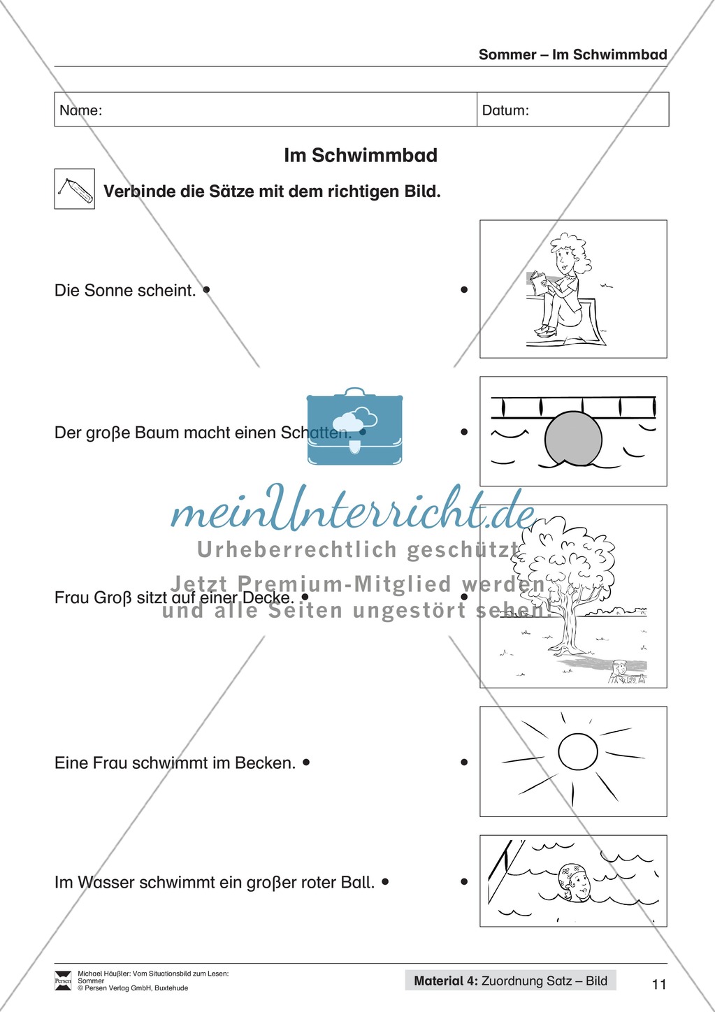 Leseförderung Sommer: Arbeitshinweise, Unterrichtsmodell, Bilder, Arbeitsblätter, Lesespiel und Kontrollblatt Preview 11