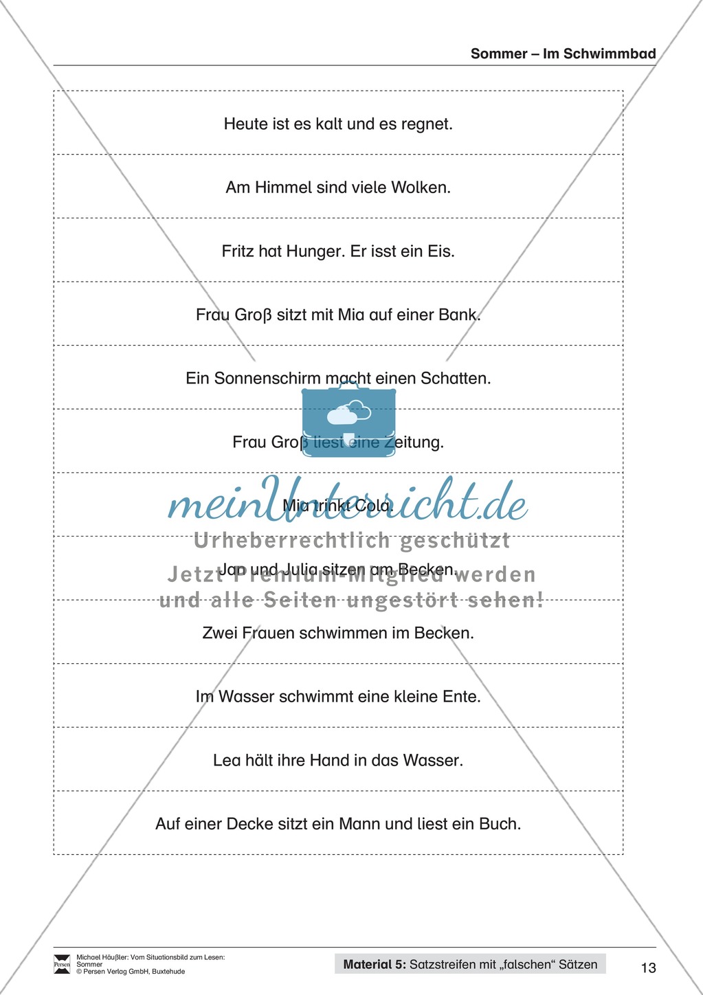 Leseförderung Sommer: Arbeitshinweise, Unterrichtsmodell, Bilder, Arbeitsblätter, Lesespiel und Kontrollblatt Preview 13
