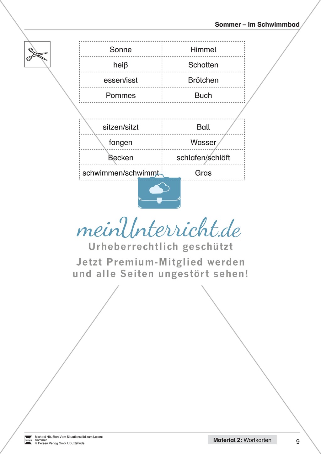 Leseförderung Sommer: Arbeitshinweise, Unterrichtsmodell, Bilder, Arbeitsblätter, Lesespiel und Kontrollblatt Preview 9