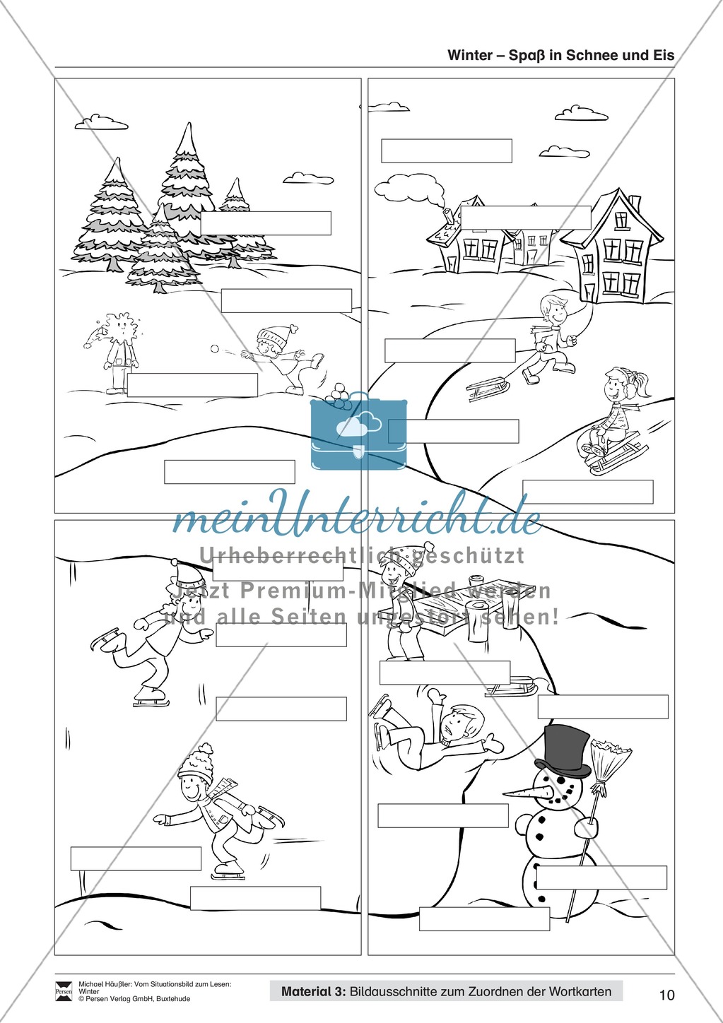 Leseförderung Winter: Arbeitshinweise, Unterrichtsmodell, Bilder, Arbeitsblätter, Lesespiel und Kontrollblatt Preview 10