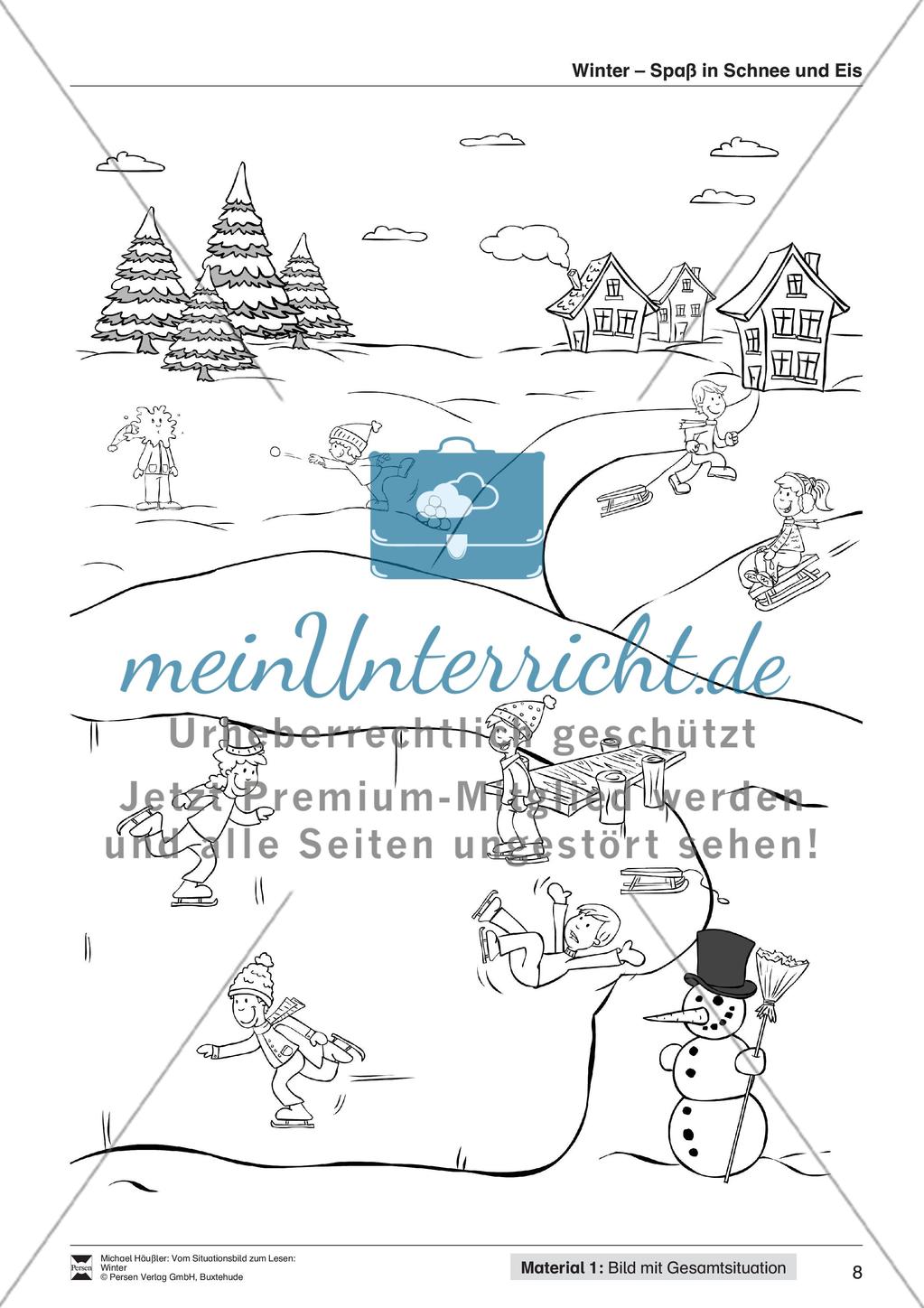Leseförderung Winter: Arbeitshinweise, Unterrichtsmodell, Bilder, Arbeitsblätter, Lesespiel und Kontrollblatt Preview 10