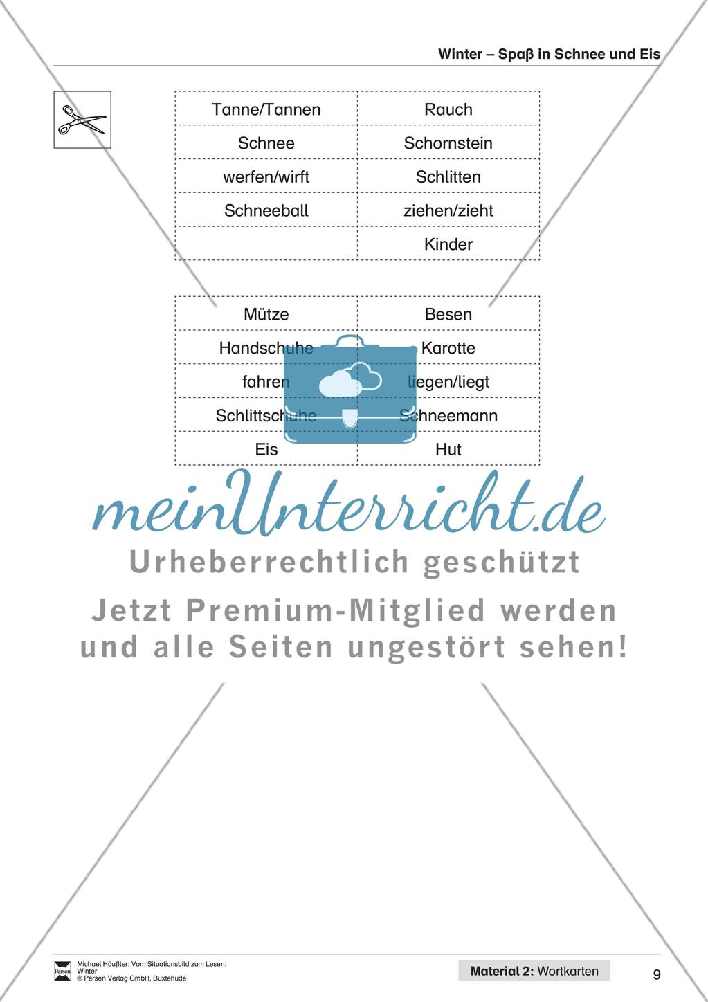Leseförderung Winter: Arbeitshinweise, Unterrichtsmodell, Bilder, Arbeitsblätter, Lesespiel und Kontrollblatt Preview 11