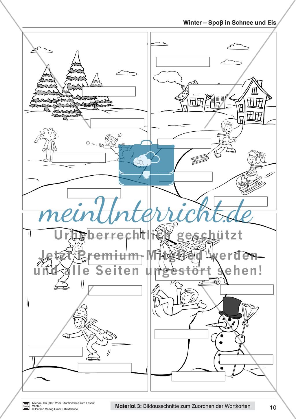 Leseförderung Winter: Arbeitshinweise, Unterrichtsmodell, Bilder, Arbeitsblätter, Lesespiel und Kontrollblatt Preview 12