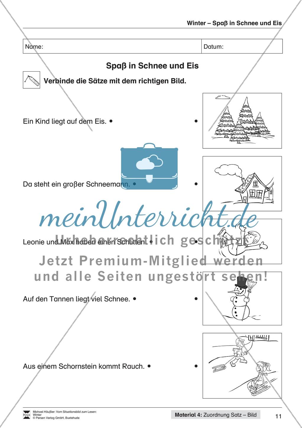 Leseförderung Winter: Arbeitshinweise, Unterrichtsmodell, Bilder, Arbeitsblätter, Lesespiel und Kontrollblatt Preview 13