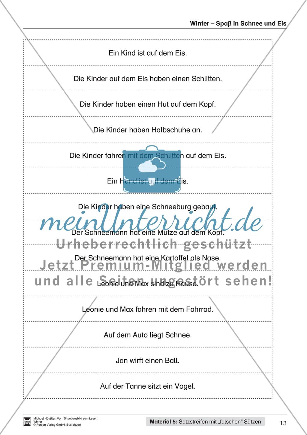 Leseförderung Winter: Arbeitshinweise, Unterrichtsmodell, Bilder, Arbeitsblätter, Lesespiel und Kontrollblatt Preview 15