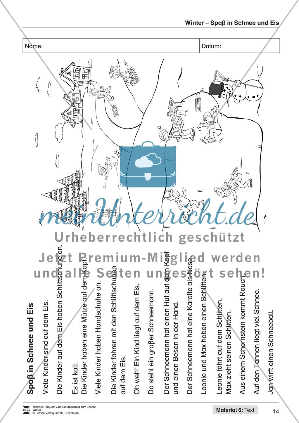 Leseförderung Winter: Arbeitshinweise, Unterrichtsmodell, Bilder, Arbeitsblätter, Lesespiel und Kontrollblatt Preview 16