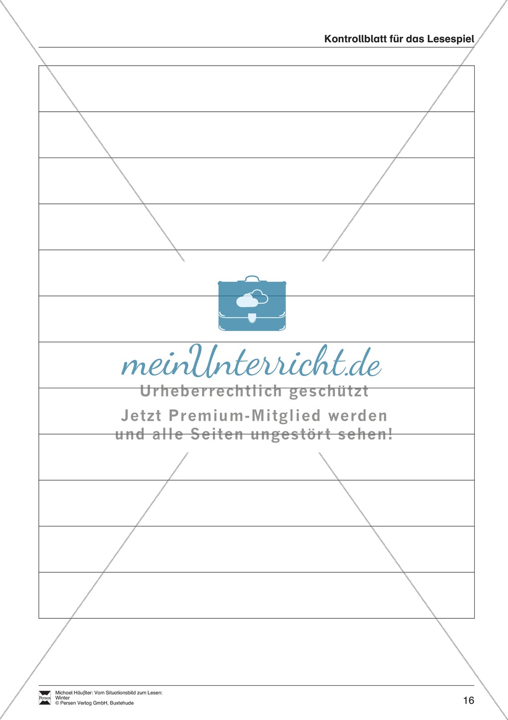 Leseförderung Winter: Arbeitshinweise, Unterrichtsmodell, Bilder, Arbeitsblätter, Lesespiel und Kontrollblatt Preview 16