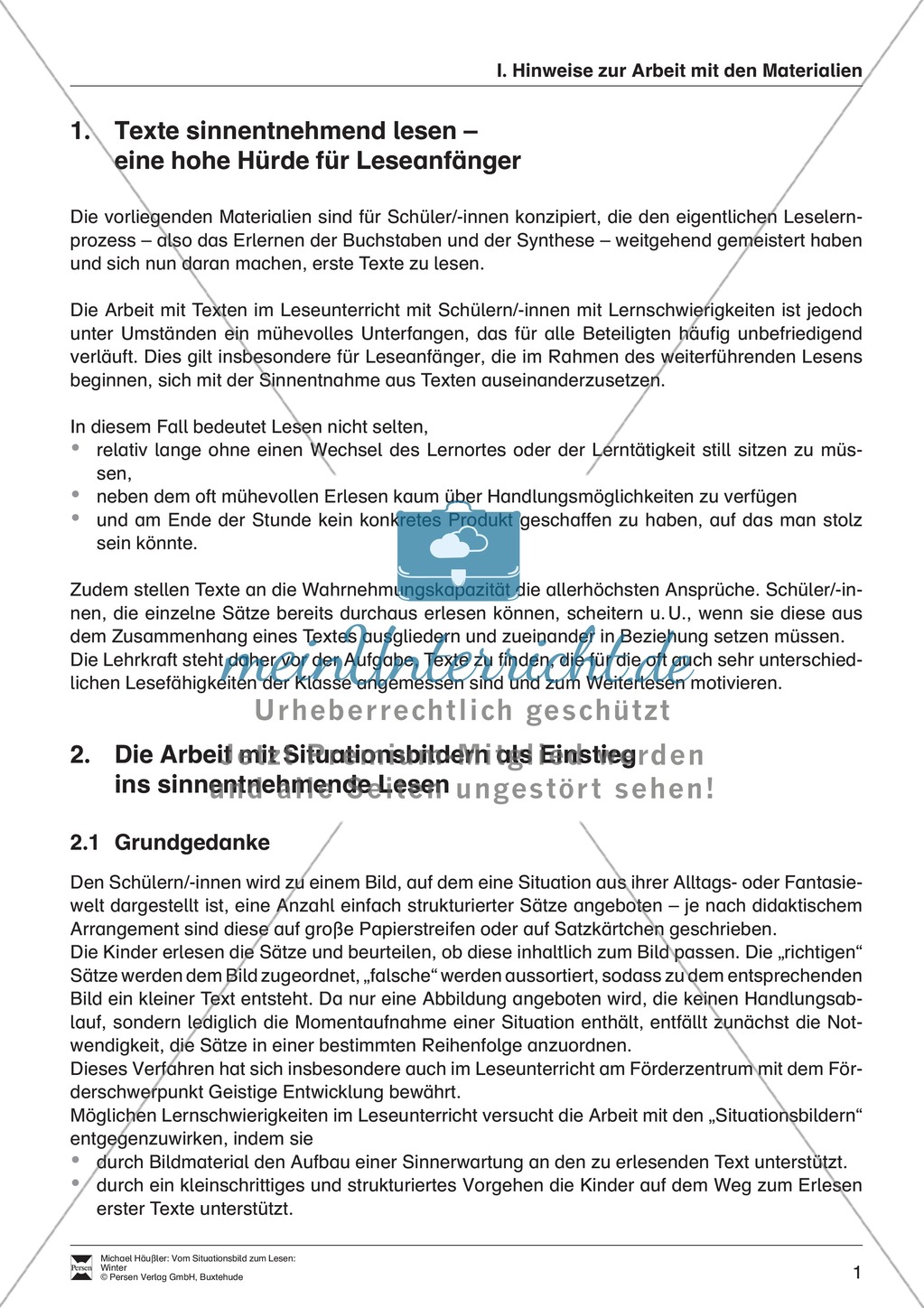 Leseförderung Winter: Arbeitshinweise, Unterrichtsmodell, Bilder, Arbeitsblätter, Lesespiel und Kontrollblatt Preview 1