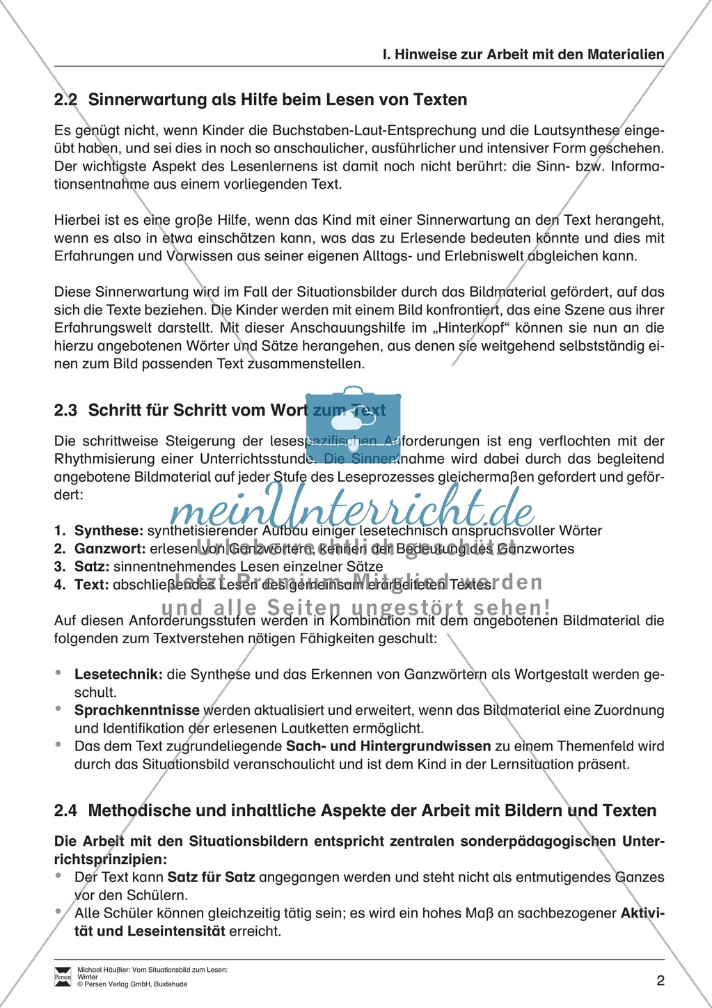 Leseförderung Winter: Arbeitshinweise, Unterrichtsmodell, Bilder, Arbeitsblätter, Lesespiel und Kontrollblatt Preview 2