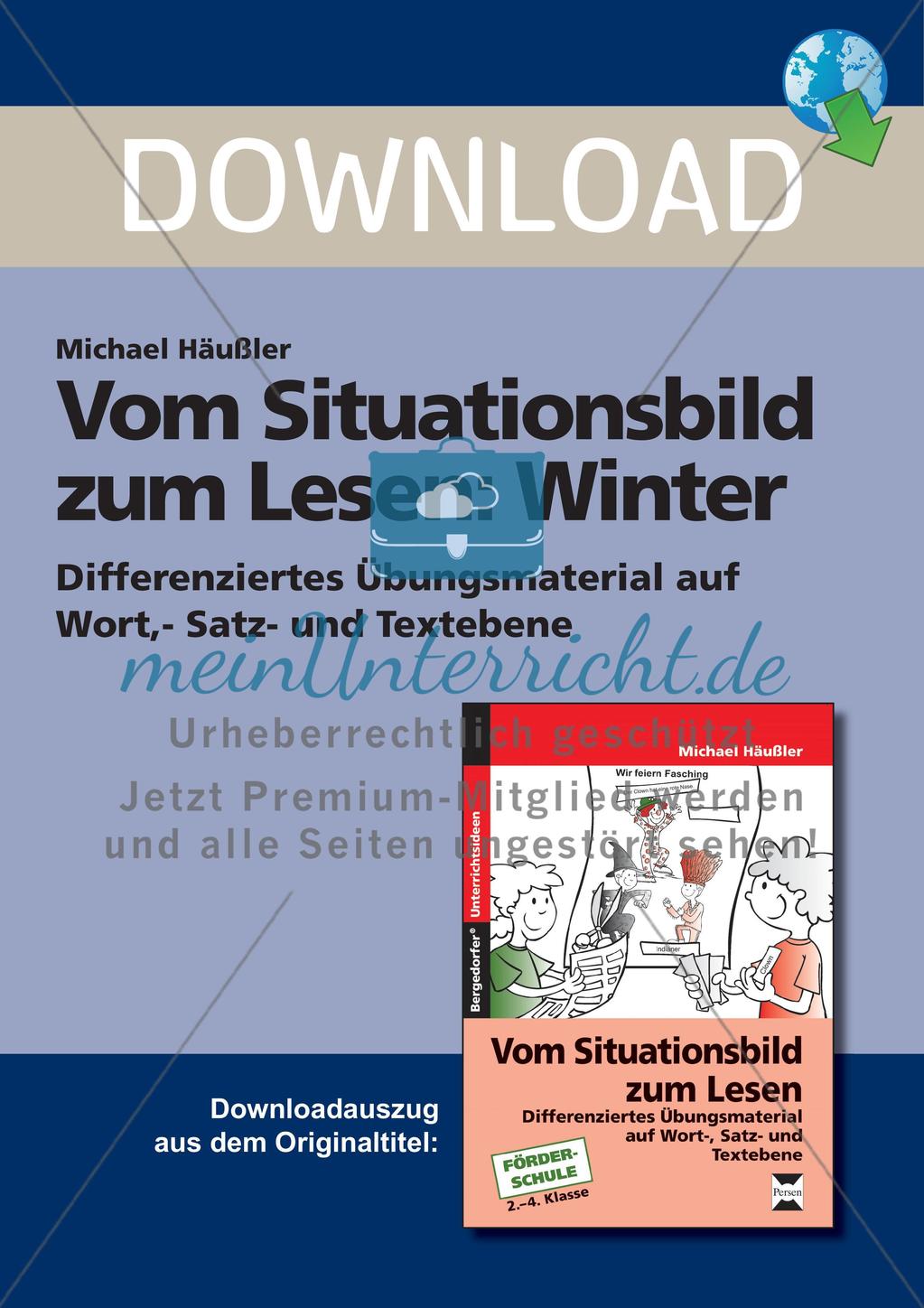 Leseförderung Winter: Arbeitshinweise, Unterrichtsmodell, Bilder, Arbeitsblätter, Lesespiel und Kontrollblatt Preview 2