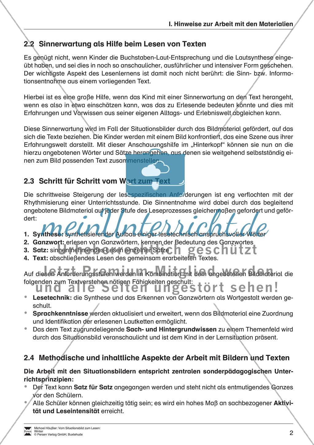 Leseförderung Winter: Arbeitshinweise, Unterrichtsmodell, Bilder, Arbeitsblätter, Lesespiel und Kontrollblatt Preview 4