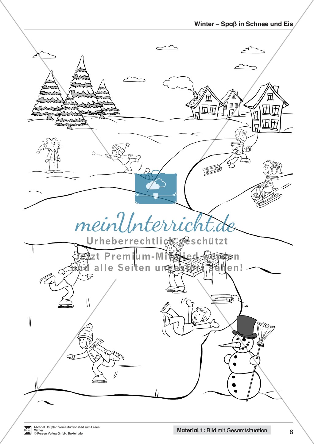 Leseförderung Winter: Arbeitshinweise, Unterrichtsmodell, Bilder, Arbeitsblätter, Lesespiel und Kontrollblatt Preview 8