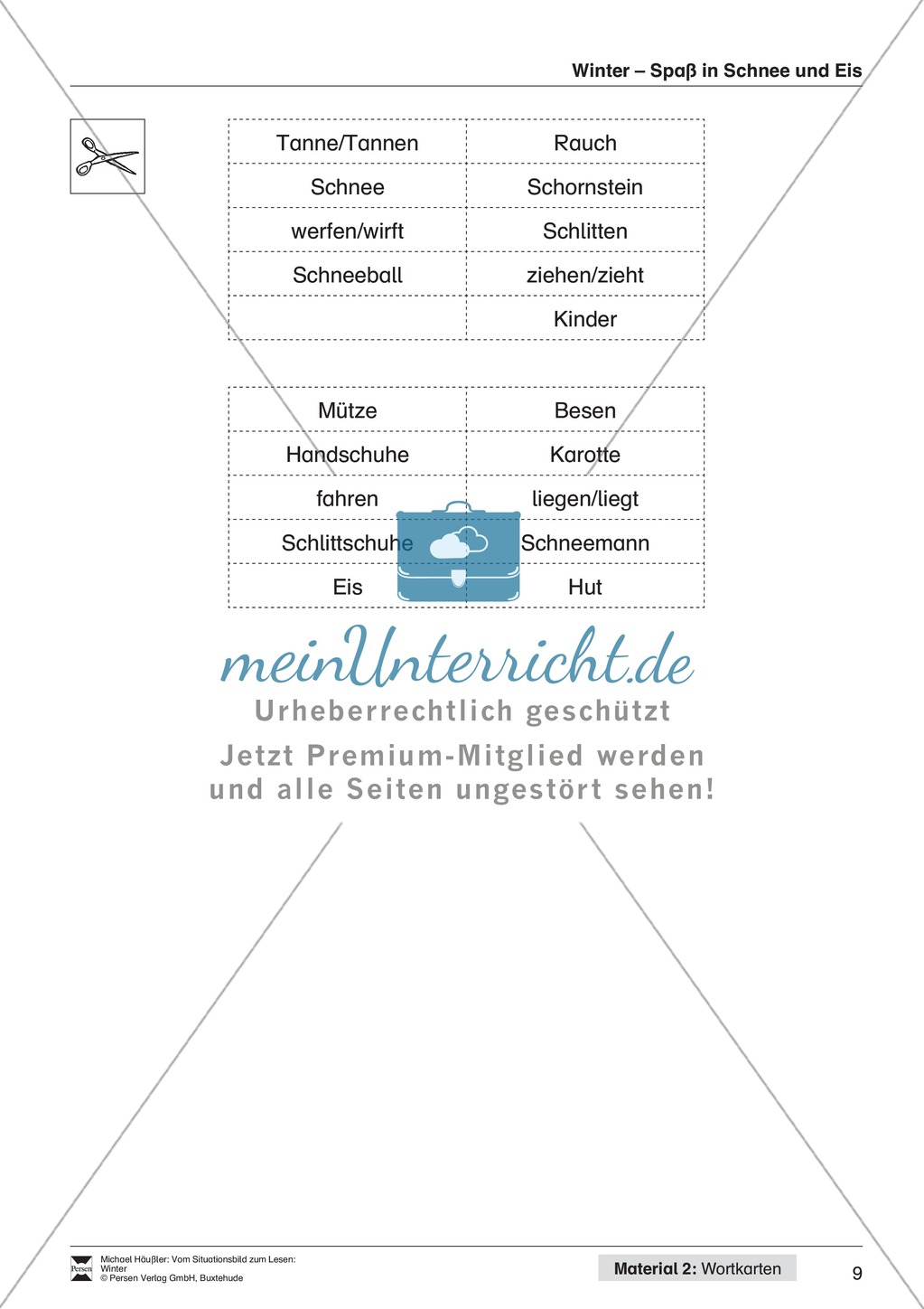 Leseförderung Winter: Arbeitshinweise, Unterrichtsmodell, Bilder, Arbeitsblätter, Lesespiel und Kontrollblatt Preview 9