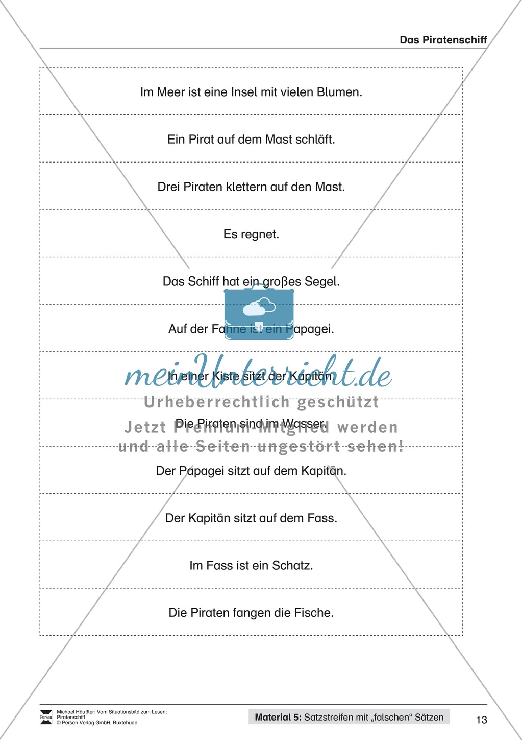Leseförderung Piratenschiff: Unterrichtsmodell, Bilder, Arbeitsblätter, Lesespiel und Kontrollblatt Preview 10