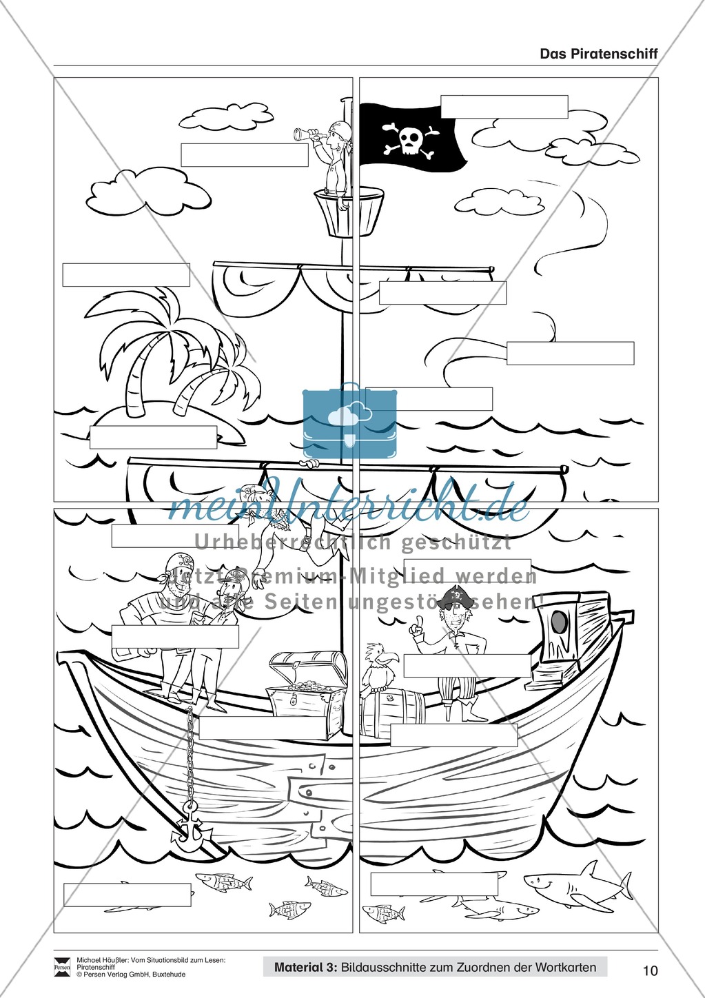 Leseförderung Piratenschiff: Unterrichtsmodell, Bilder, Arbeitsblätter, Lesespiel und Kontrollblatt Preview 7