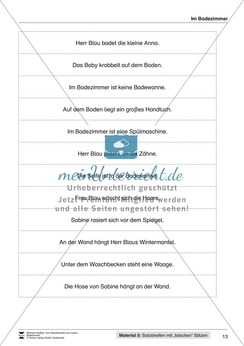 Leseförderung Badezimmer: Unterrichtsmodell, Bilder, Arbeitsblätter, Lesespiel und Kontrollblatt Preview 10