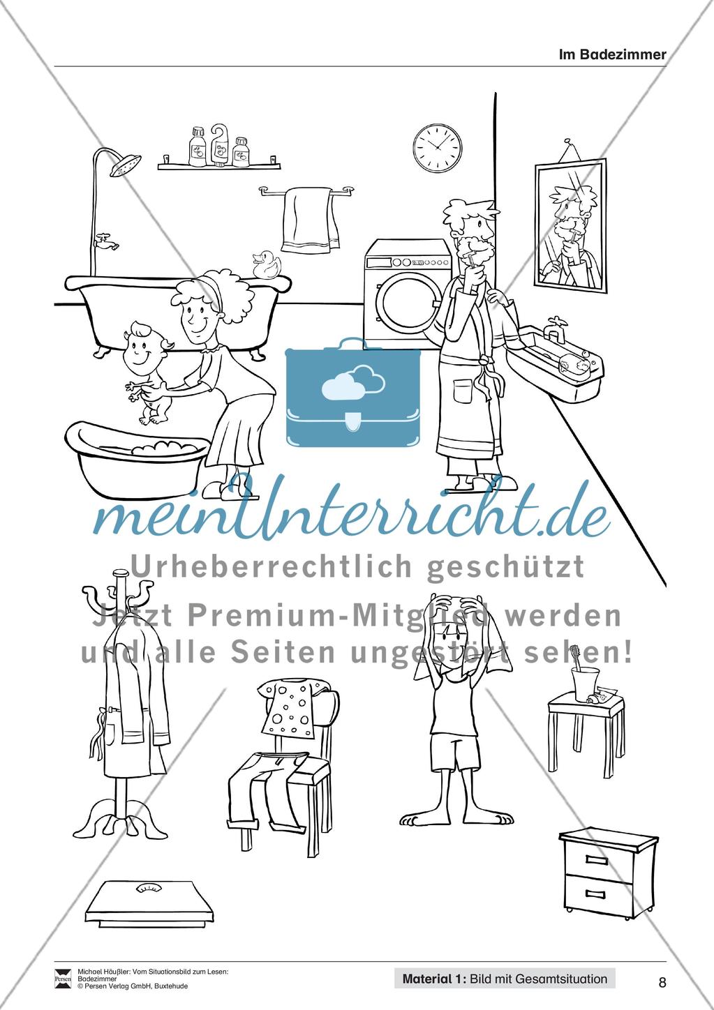 Leseförderung Badezimmer: Unterrichtsmodell, Bilder, Arbeitsblätter, Lesespiel und Kontrollblatt Preview 10