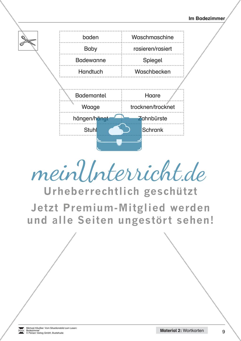 Leseförderung Badezimmer: Unterrichtsmodell, Bilder, Arbeitsblätter, Lesespiel und Kontrollblatt Preview 11
