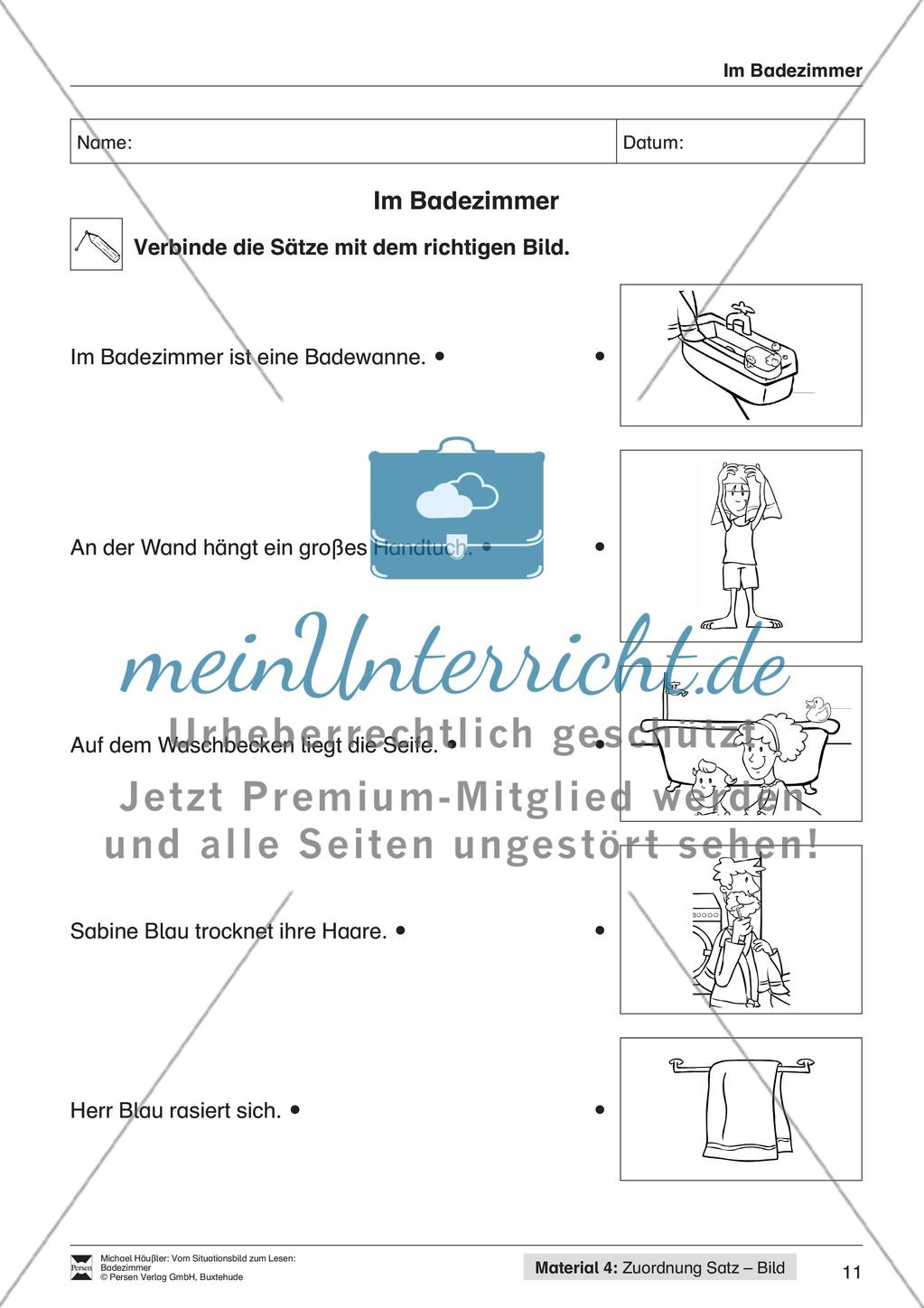 Leseförderung Badezimmer: Unterrichtsmodell, Bilder, Arbeitsblätter, Lesespiel und Kontrollblatt Preview 13