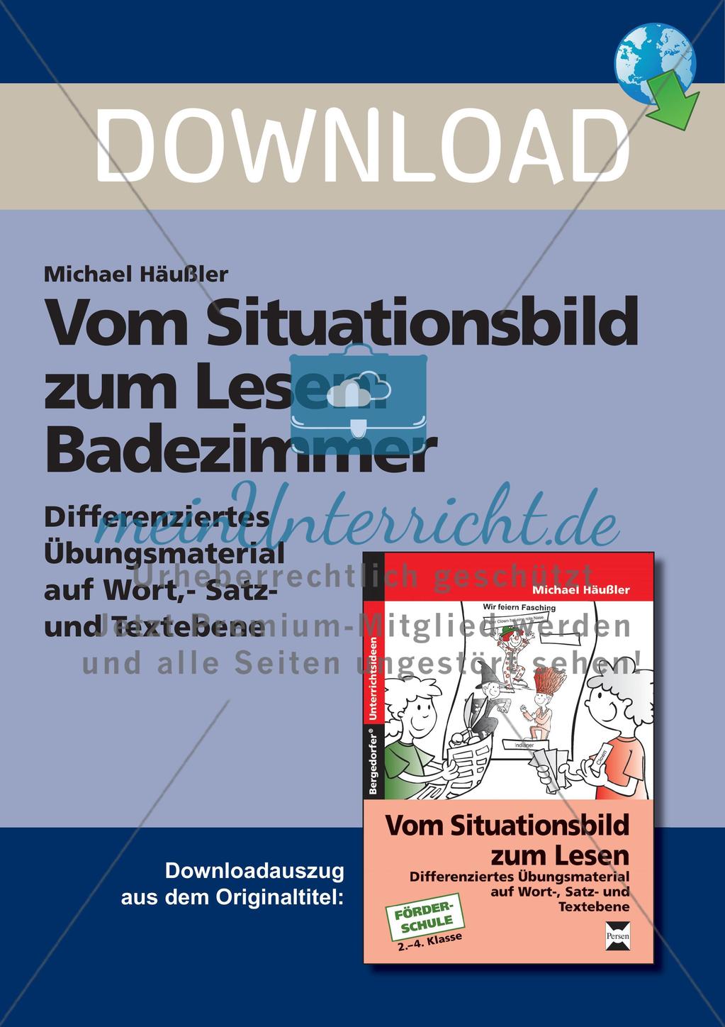 Leseförderung Badezimmer: Unterrichtsmodell, Bilder, Arbeitsblätter, Lesespiel und Kontrollblatt Preview 1