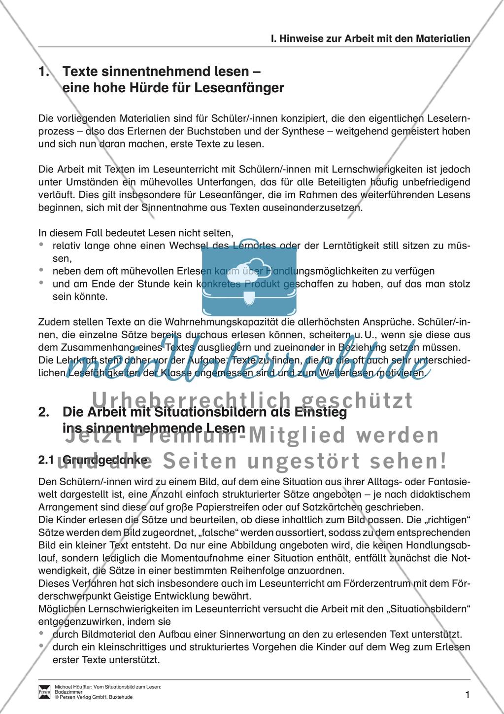 Leseförderung Badezimmer: Unterrichtsmodell, Bilder, Arbeitsblätter, Lesespiel und Kontrollblatt Preview 3