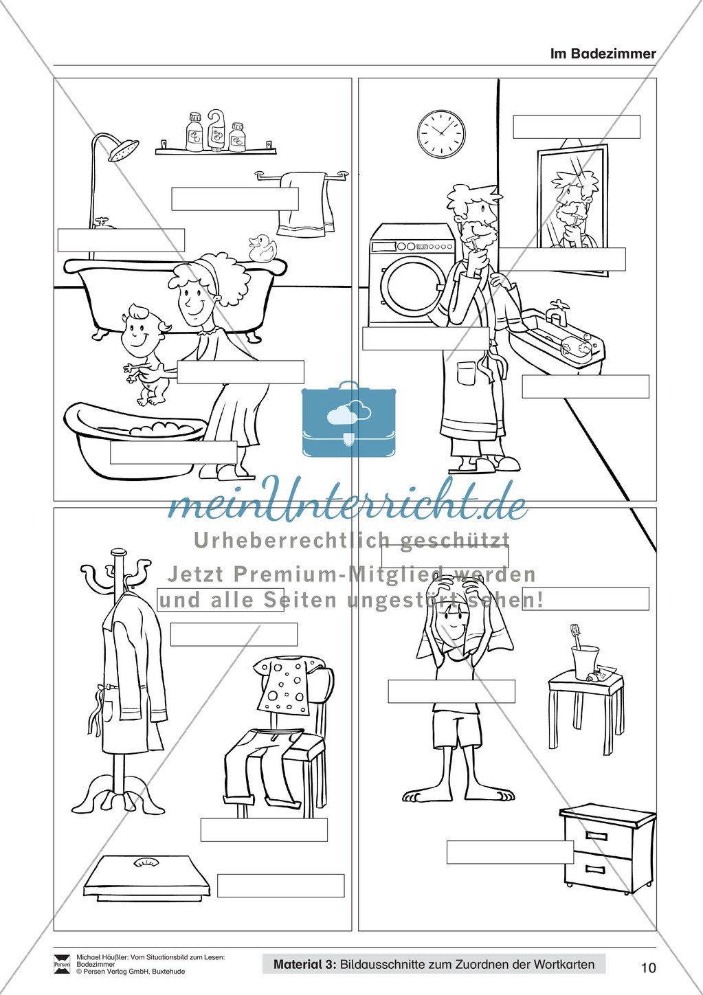 Leseförderung Badezimmer: Unterrichtsmodell, Bilder, Arbeitsblätter, Lesespiel und Kontrollblatt Preview 7