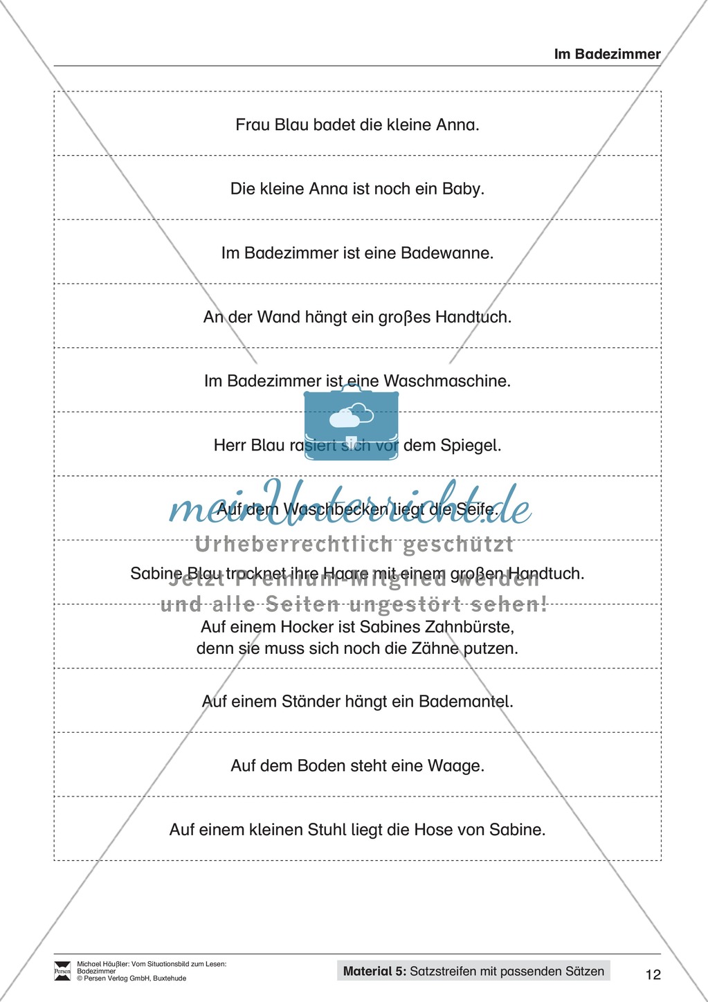 Leseförderung Badezimmer: Unterrichtsmodell, Bilder, Arbeitsblätter, Lesespiel und Kontrollblatt Preview 9