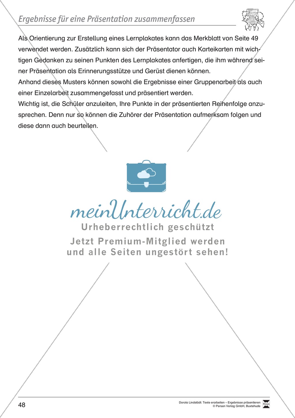 Ergebnisse präsentieren: Lernplakat, Tipps zum Präsentieren und Reflexieonsbögen Preview 2