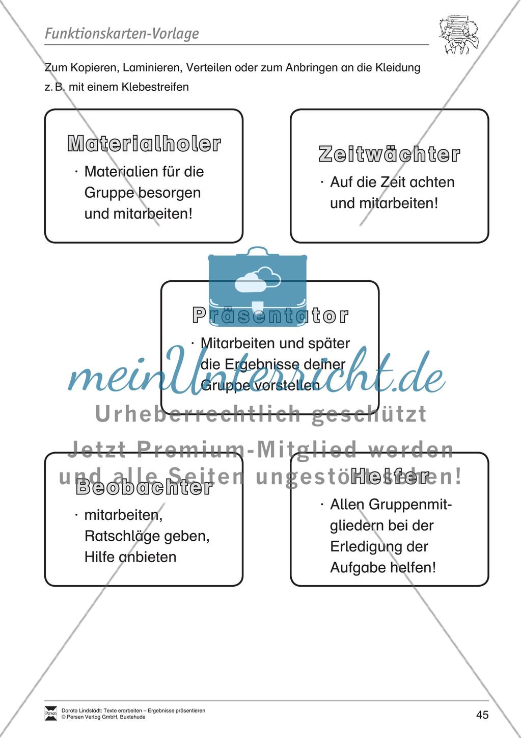 Kooperatives Lernen: Merkblatt, Placemat als Arbeitsmethode, Arbeitsmaterialien und Unterrichtsbeispiel Preview 10