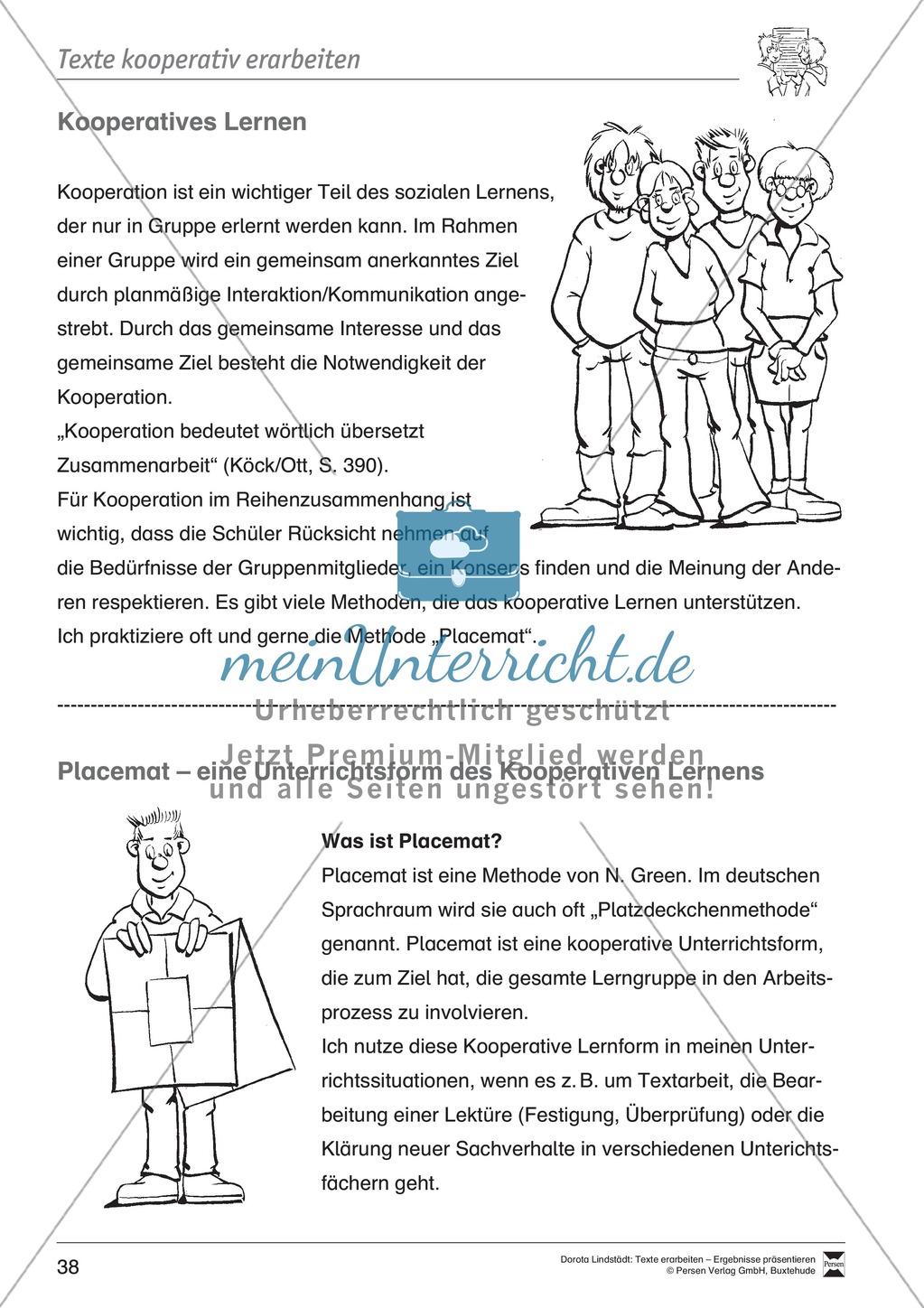 Kooperatives Lernen: Merkblatt, Placemat als Arbeitsmethode, Arbeitsmaterialien und Unterrichtsbeispiel Preview 2