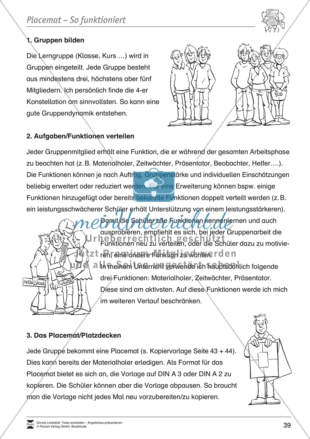 Kooperatives Lernen: Merkblatt, Placemat als Arbeitsmethode, Arbeitsmaterialien und Unterrichtsbeispiel Preview 3