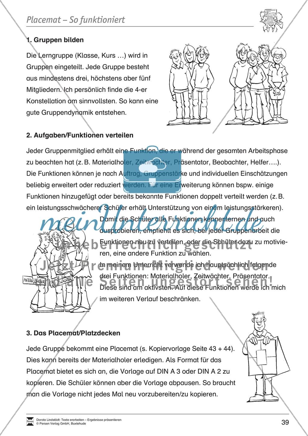 Kooperatives Lernen: Merkblatt, Placemat als Arbeitsmethode, Arbeitsmaterialien und Unterrichtsbeispiel Preview 4