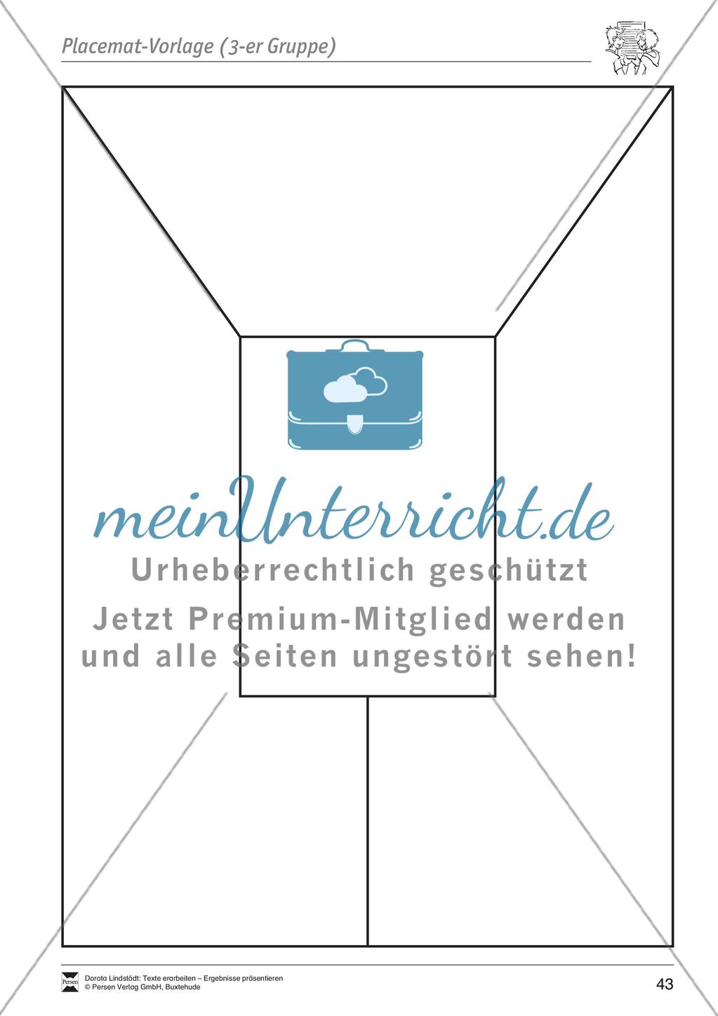 Kooperatives Lernen: Merkblatt, Placemat als Arbeitsmethode, Arbeitsmaterialien und Unterrichtsbeispiel Preview 8