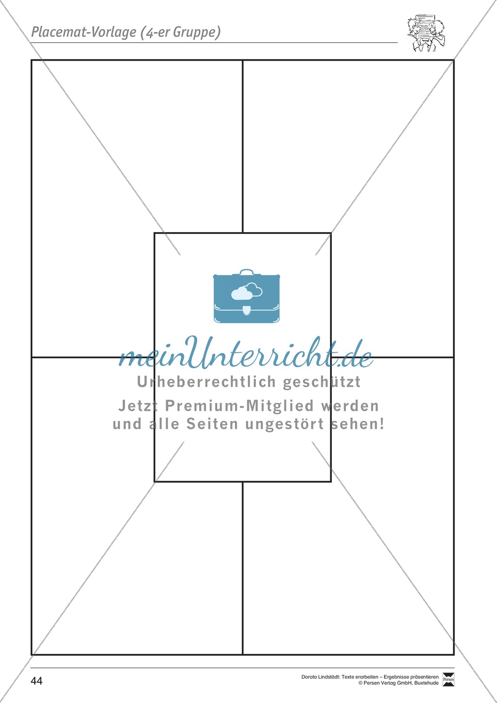Kooperatives Lernen: Merkblatt, Placemat als Arbeitsmethode, Arbeitsmaterialien und Unterrichtsbeispiel Preview 8