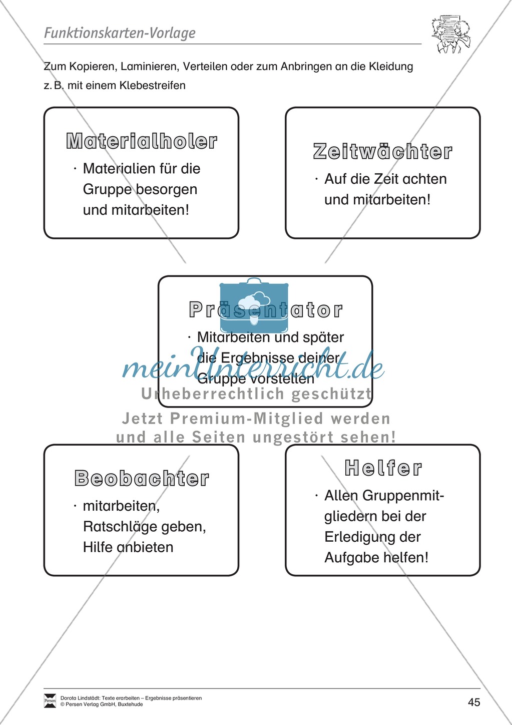 Kooperatives Lernen: Merkblatt, Placemat als Arbeitsmethode, Arbeitsmaterialien und Unterrichtsbeispiel Preview 9