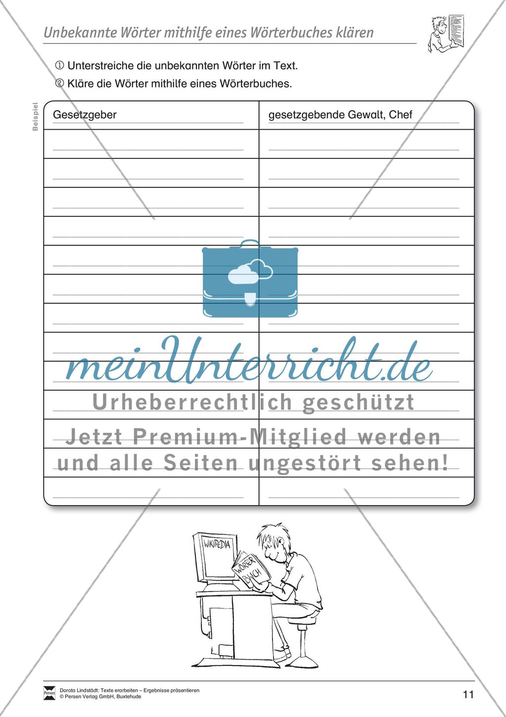 Textarbeit: Rechte und Pflichten von 14- bis 18-jährigen: Text, Arbeitsblätter, Übungsblätter, Fragen zum Text Preview 4