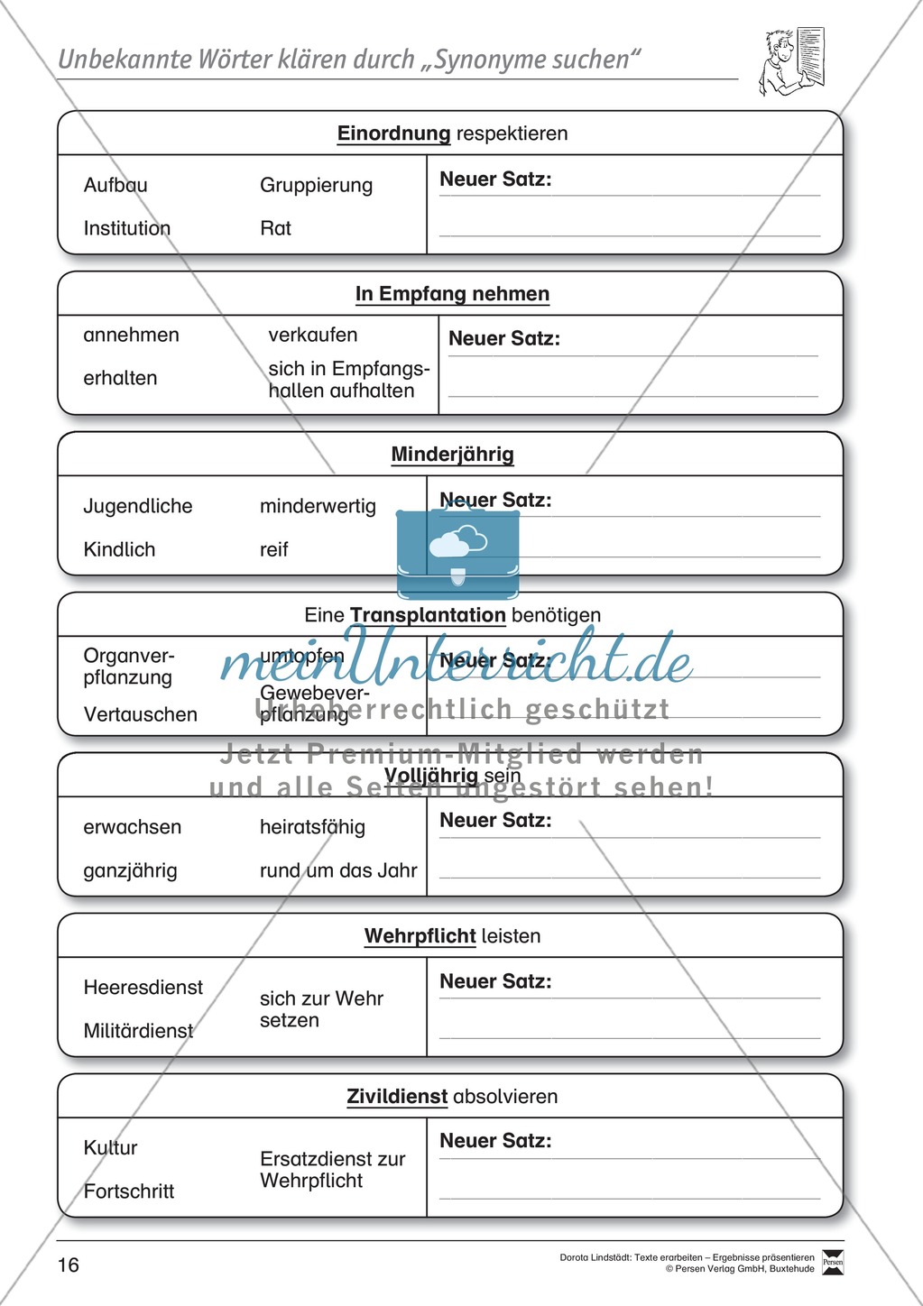 Textarbeit: Rechte und Pflichten von 14- bis 18-jährigen: Text, Arbeitsblätter, Übungsblätter, Fragen zum Text Preview 6