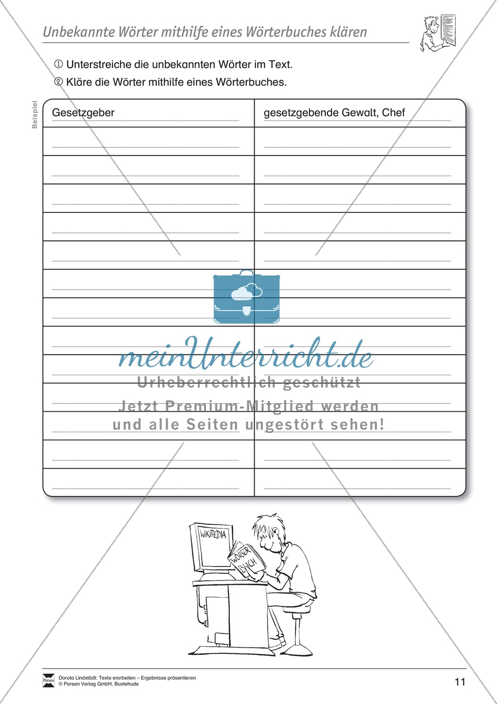 Textarbeit: Rechte und Pflichten von 6- bis 13-jährigen: Text, Arbeitsblätter, Fragen zum Text Preview 3