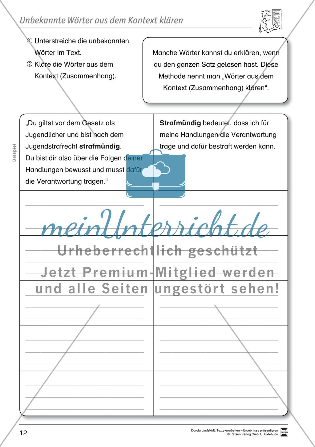 Textarbeit: Rechte und Pflichten von 6- bis 13-jährigen: Text, Arbeitsblätter, Fragen zum Text Preview 4
