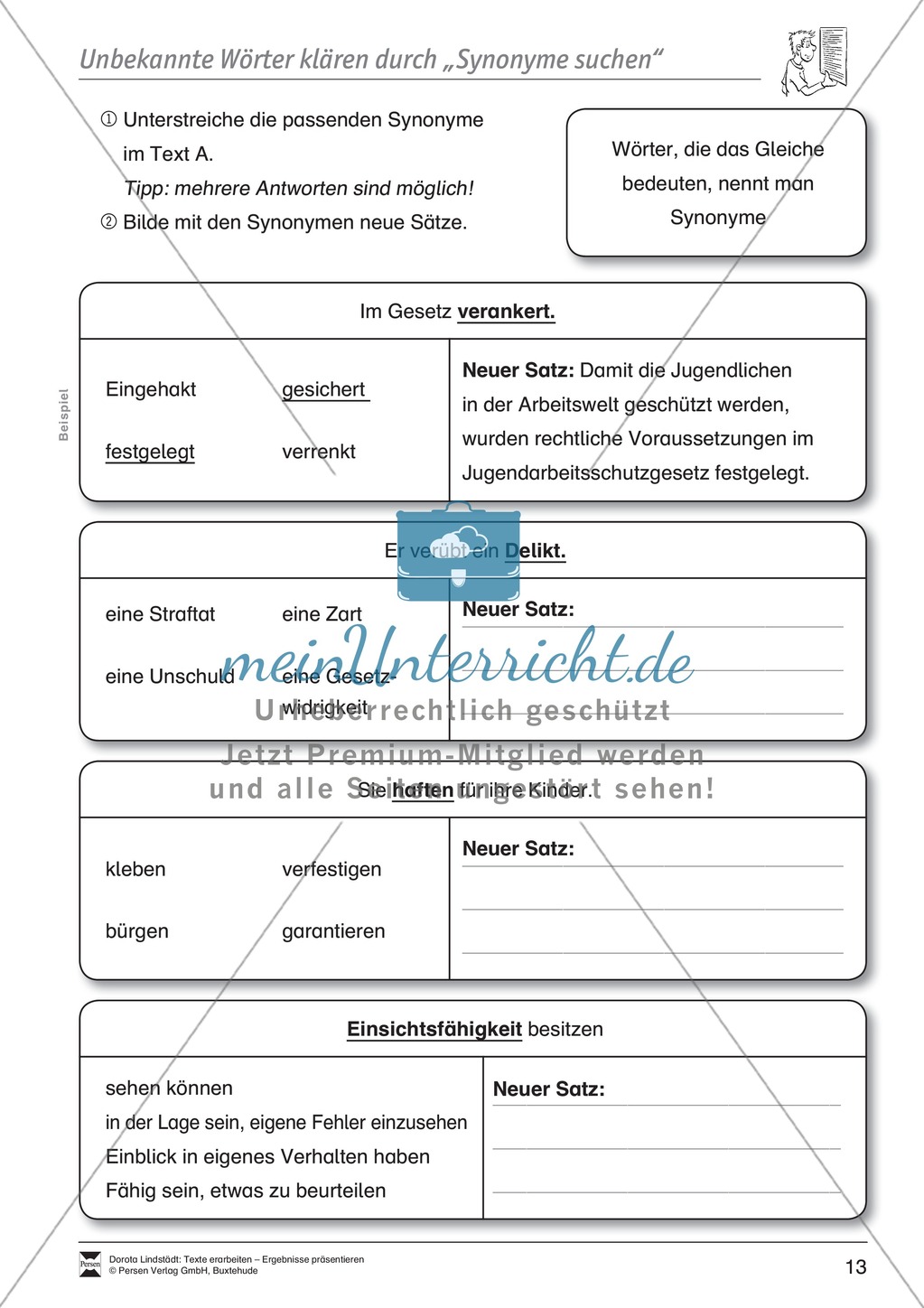 Textarbeit: Rechte und Pflichten von 6- bis 13-jährigen: Text, Arbeitsblätter, Fragen zum Text Preview 4