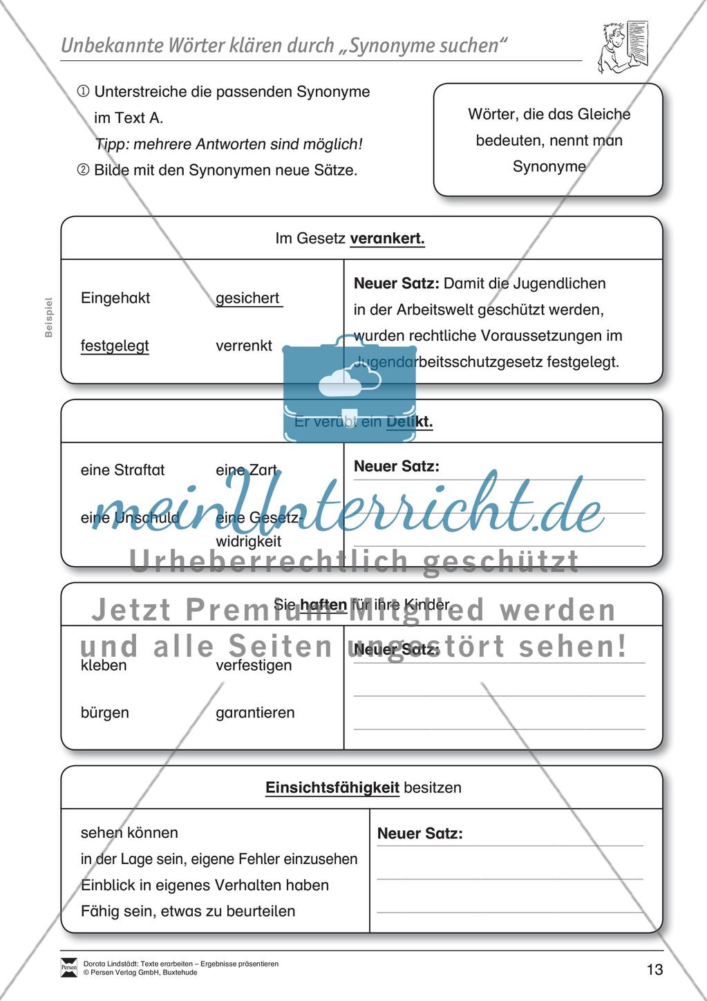 Textarbeit: Rechte und Pflichten von 6- bis 13-jährigen: Text, Arbeitsblätter, Fragen zum Text Preview 5