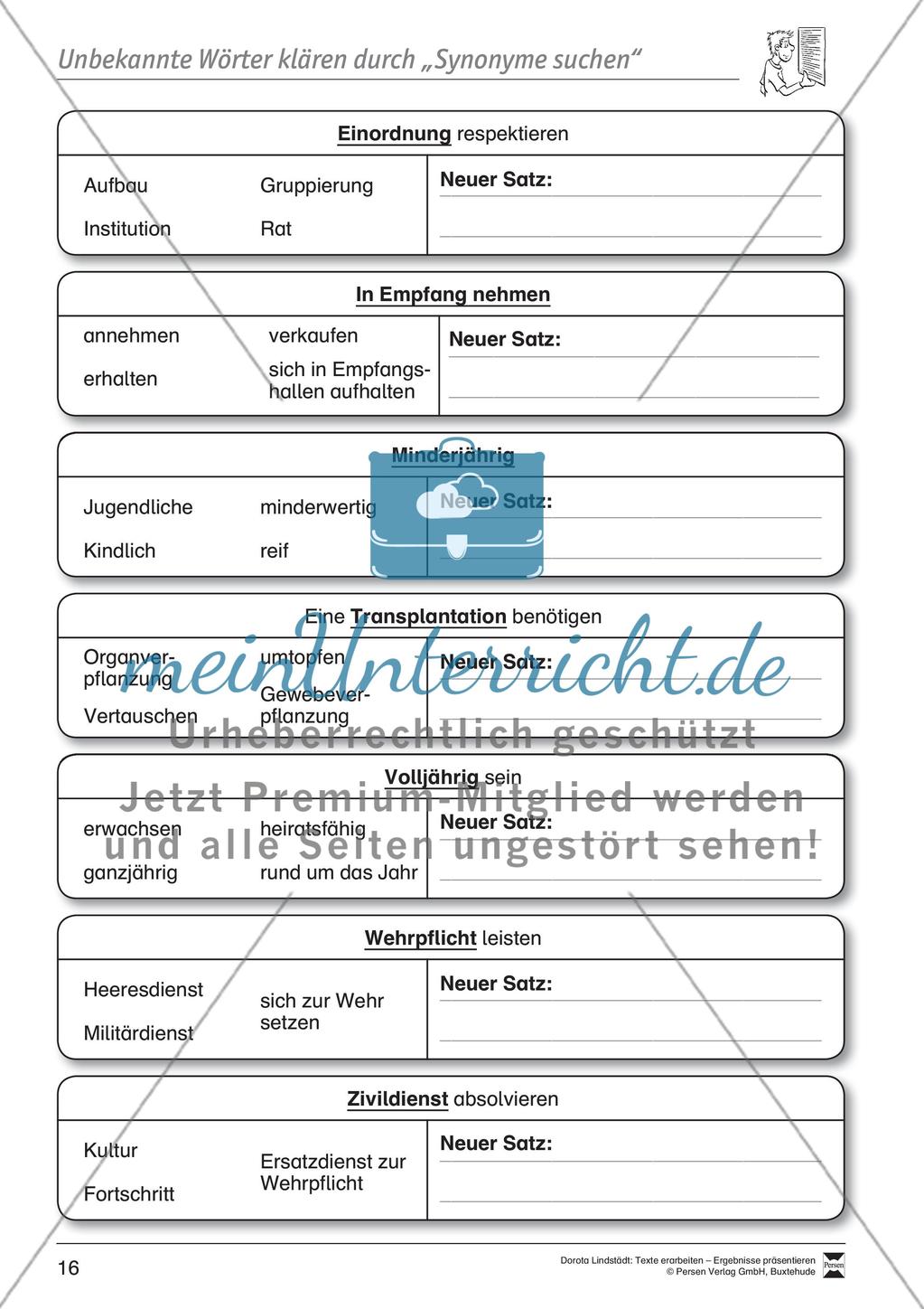 Textarbeit: Rechte und Pflichten von 6- bis 13-jährigen: Text, Arbeitsblätter, Fragen zum Text Preview 6