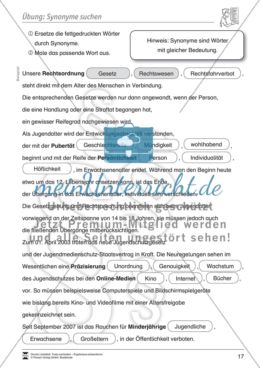 Textarbeit: Rechte und Pflichten von 6- bis 13-jährigen: Text, Arbeitsblätter, Fragen zum Text Preview 7