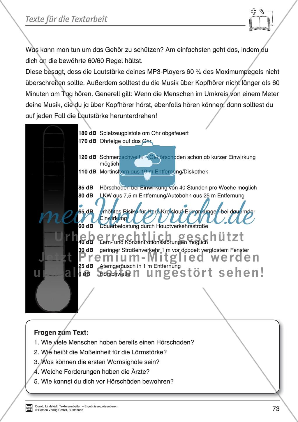 Textbeispiele für die Textarbeit mit Fragen Preview 11