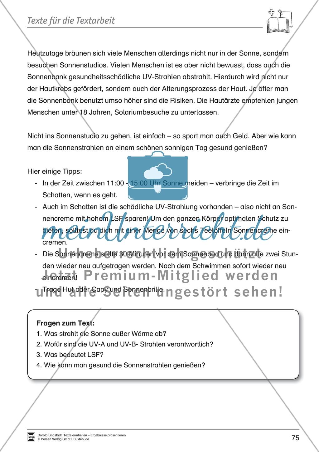 Textbeispiele für die Textarbeit mit Fragen Preview 13