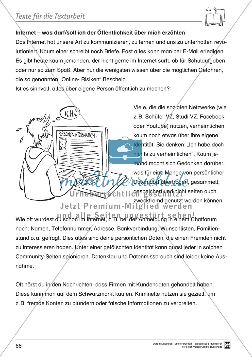 Textbeispiele für die Textarbeit mit Fragen Preview 3