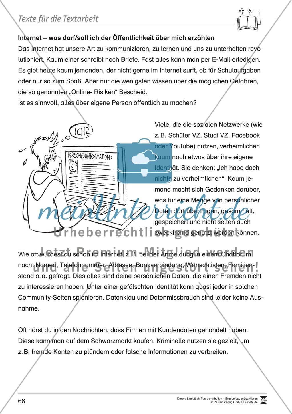 Textbeispiele für die Textarbeit mit Fragen Preview 4