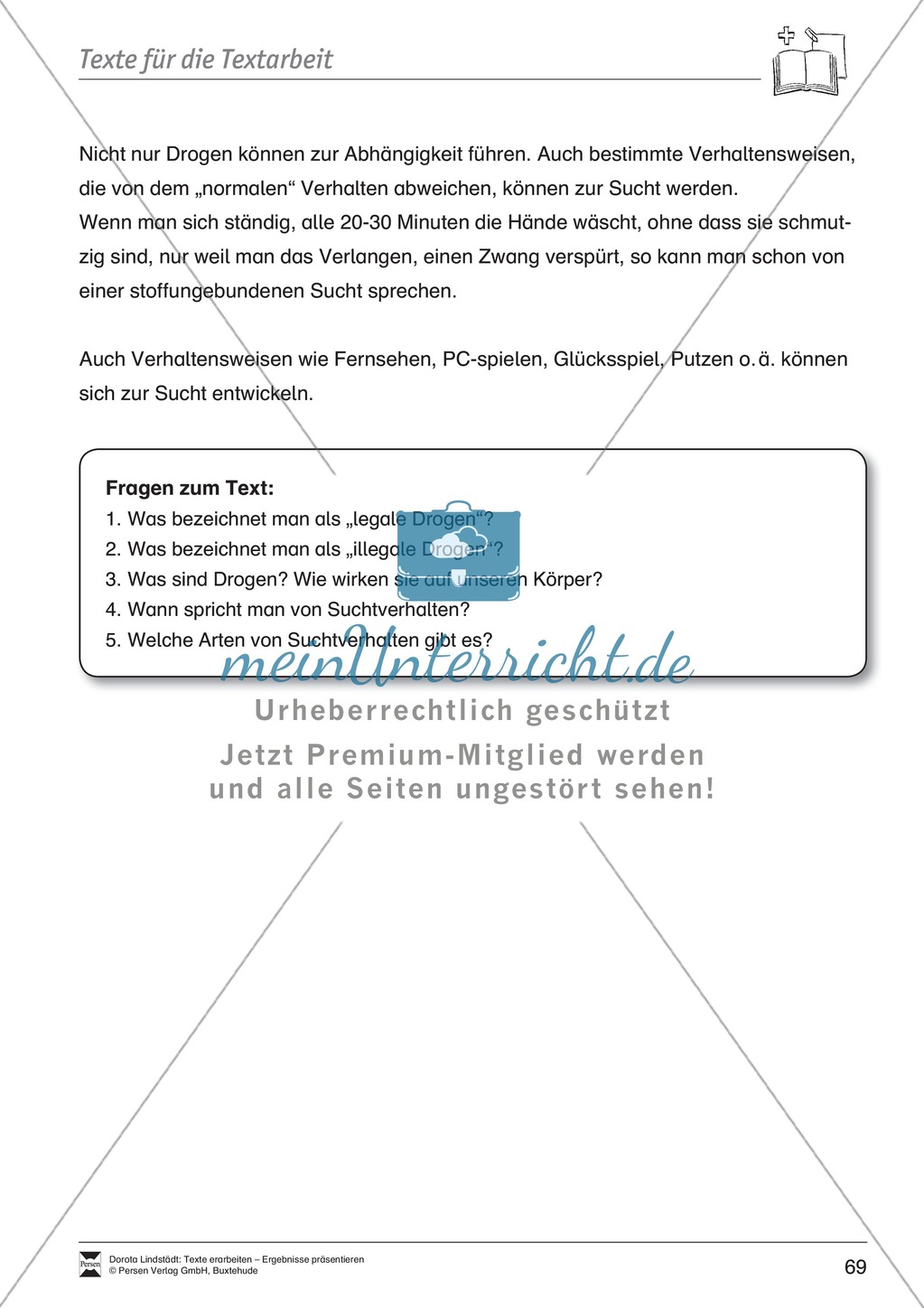 Textbeispiele für die Textarbeit mit Fragen Preview 6