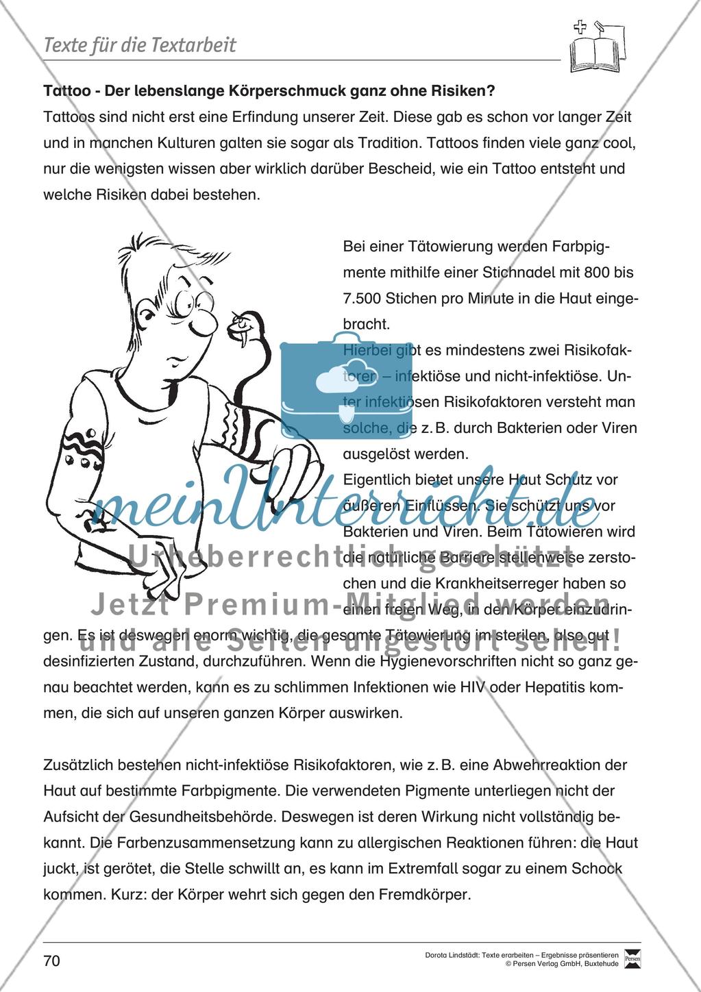 Textbeispiele für die Textarbeit mit Fragen Preview 8